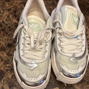 Brand : OFF Whites Stylish White and Silver Women's Sneakers